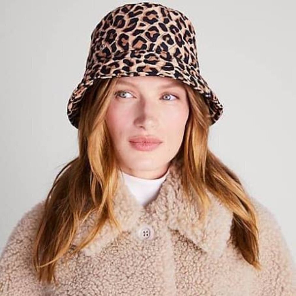 NWT KATE SPADE Womens Printed Bucket Hat One Size Leopard Print